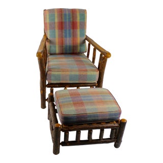 Old Hickory Chair Furniture Chair and Ottoman For Sale
