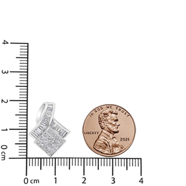 Early 21st Century 14k White Gold 2 1/10 Cttw Princess and Baguette Geometric Designed Diamond Pendant Necklace (G-H Color, VS1-VS2 Clarity) - NO CHAIN INCLUDED For Sale - Image 5 of 5