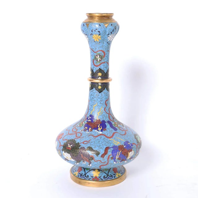 Cerulean 1970s Cloisonne Vase by Maitland-Smith For Sale - Image 8 of 8
