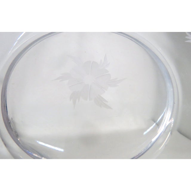 Depression Era Clear Glass Hexagon Plates Etched Floral Design 6pc Set 4852b For Sale In Miami - Image 6 of 11