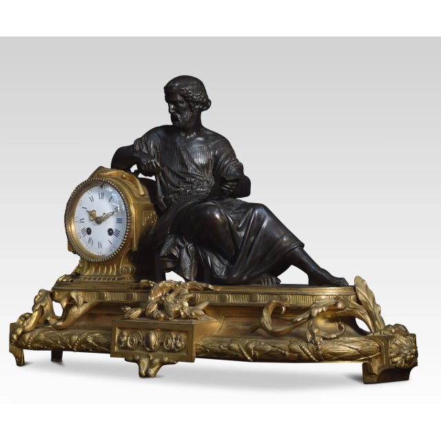 Late-19th Century French Gilt Metal Mantel Clock For Sale - Image 3 of 9