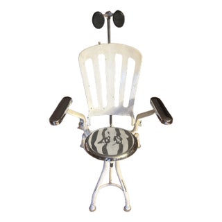 1930s Chrome & Cast Iron Adjustable Dentist Chair For Sale