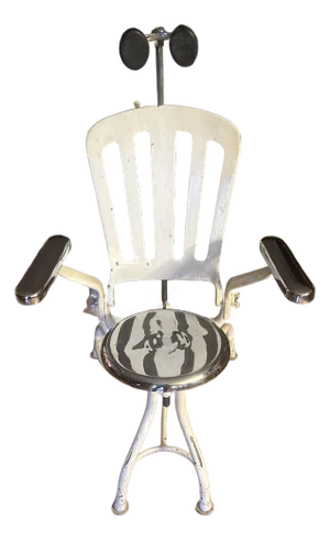1930s Chrome & Cast Iron Adjustable Dentist Chair
