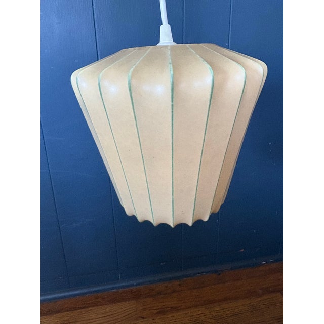 Mid-Century Modern Vintage Mid-Century Modern Resin and Metal Cocoon Pendant Lamp Shade For Sale - Image 3 of 12