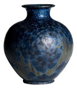 Crystalline Blue Ceramic Vase by Albert Kiessling, Germany, 1996