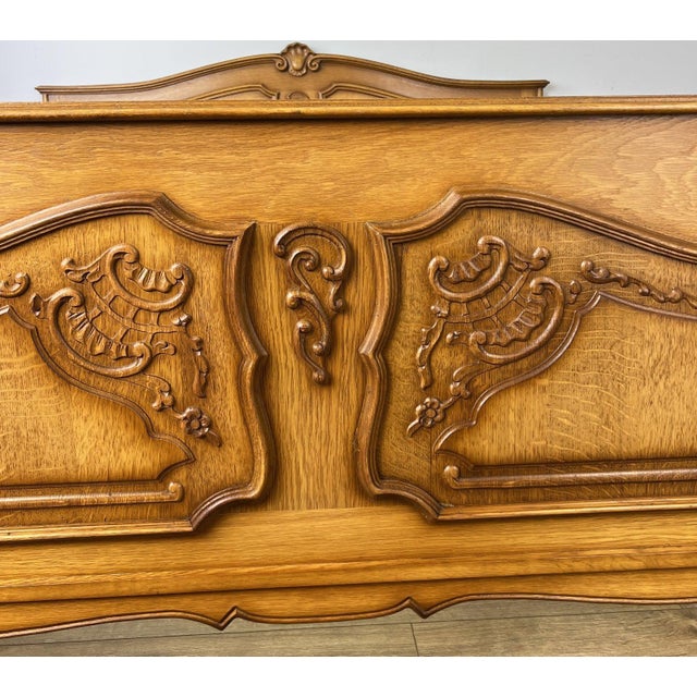 Vintage Louis XVI French Double Frame with Carved Headboard For Sale - Image 6 of 10