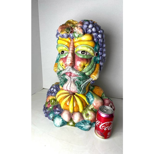 Italian 1980s Italian Glazed Pottery After Giuseppe Arcimoldo Bust For Sale - Image 3 of 8