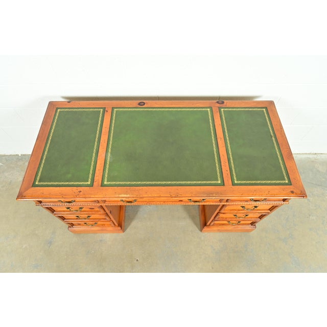 Sligh Furniture Georgian Carved Pine Leather Top Executive Desk, Circa 1960s For Sale - Image 10 of 13