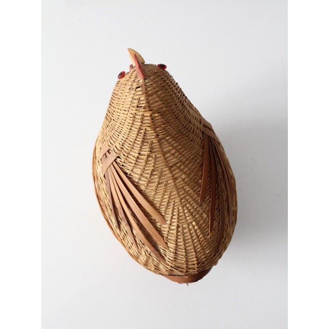 Wood Vintage Wicker Chicken Basket For Sale - Image 7 of 10