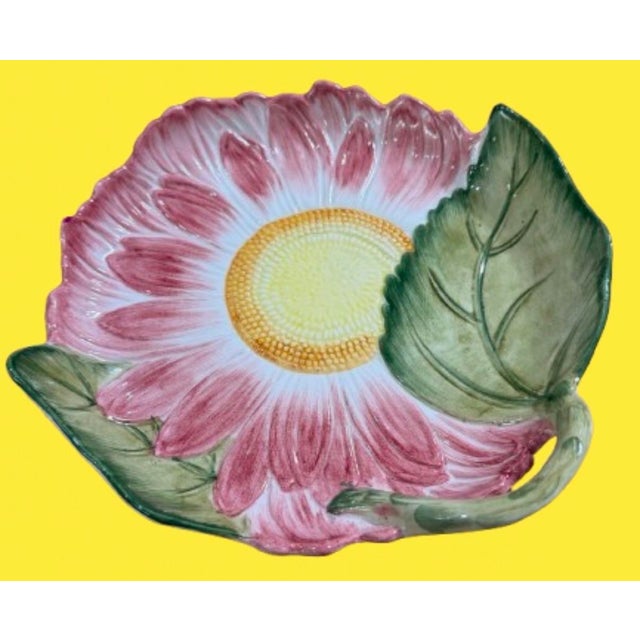 Vintage majolica dish in the shape of a flower made in Italy for Tiffany & Co. Mark under. Perfect for the collectors or...