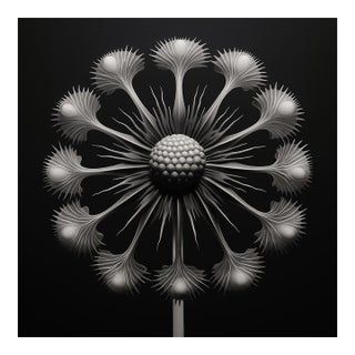 Dipsacus Laciniatus Flower No. 3 — Black and White Vintage Botanical Photography Print For Sale