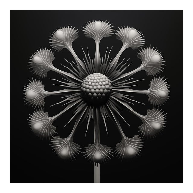 Dipsacus Laciniatus Flower No. 3 — Black and White Vintage Botanical Photography Print For Sale