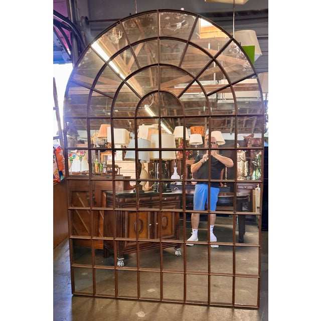 1990s Huge Paul Ferrante Wrought Iron Arched Mirror For Sale - Image 5 of 7