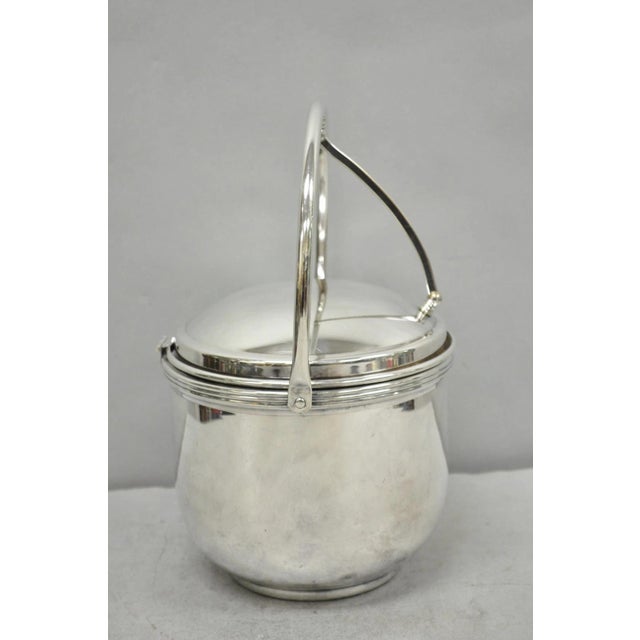 Vintage Art Deco Silver Plated Reticulating Hinge Bar Ice Bucket W/ "S" Monogram For Sale - Image 4 of 16