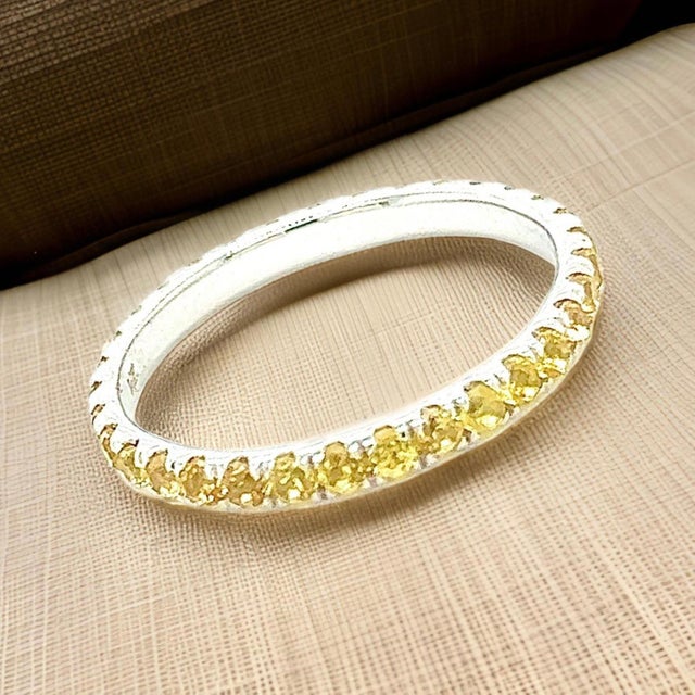 Natural Yellow Sapphire Ring Size 6.5 14k W Gold 0.66 CTW Certified For Sale In New York - Image 6 of 9