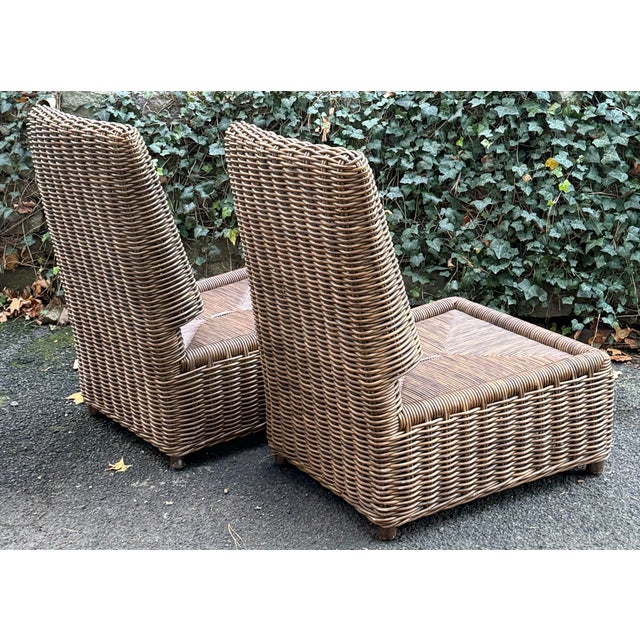 Brown Vintage Donghia Rattan Slipper Chairs - A Pair For Sale - Image 8 of 11