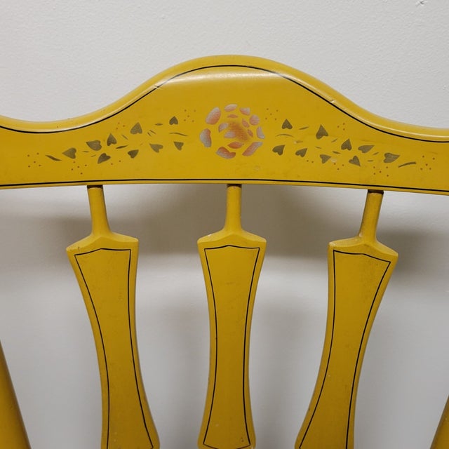 Antique Temple-Stuart Mustard Painted Country Dining Chairs, Set of 4 For Sale - Image 10 of 14