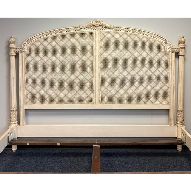 French Ej Victor French “Julia Gray” Carved Cane Bed - King Size For Sale - Image 3 of 11