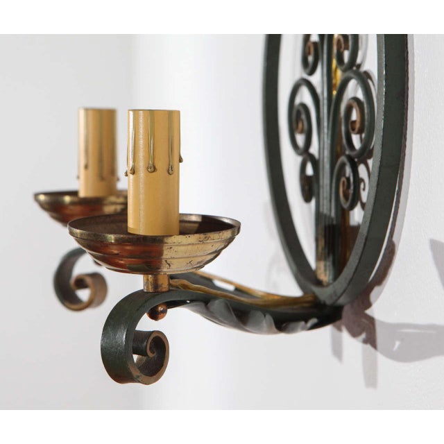 1940s French Moderne Double Candelabra Sconces - a Pair For Sale In Los Angeles - Image 6 of 9