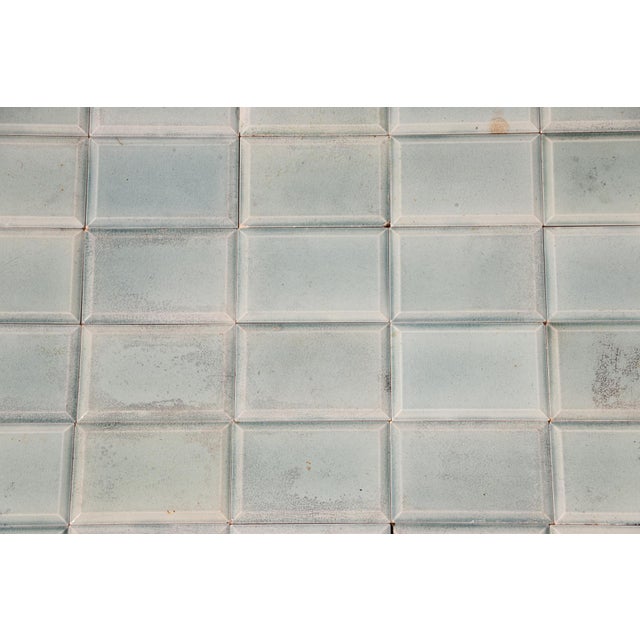 Antique 1920s Portuguese Art Deco Era Relief Tiles Set of 56 in Soft Seafoam Glaze For Sale - Image 14 of 18