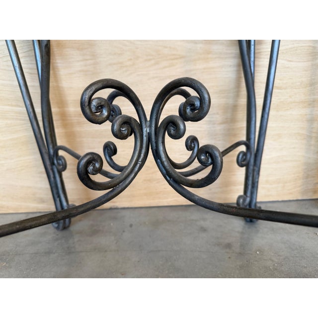 Early 20th Century Pair of Neoclassical Style Patinated Forged Iron Planter Stands with marble top For Sale - Image 13 of 18