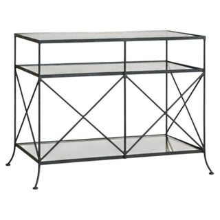Vintage French Iron + Glass Console For Sale