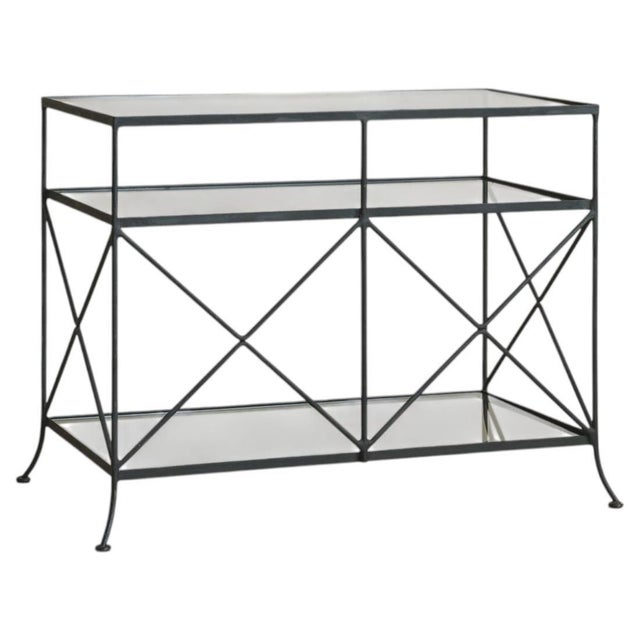 Vintage French Iron + Glass Console For Sale