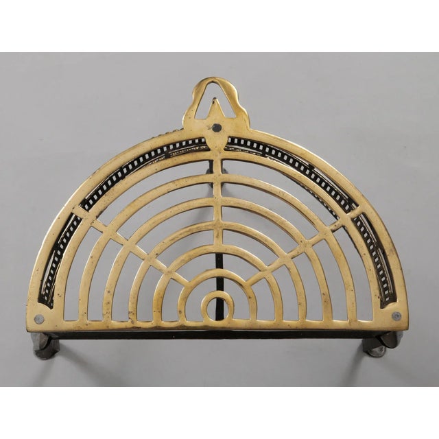 Brass Antique Brass and Iron Half-Round Trivet For Sale - Image 8 of 9