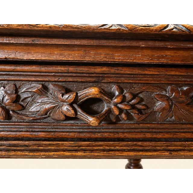 19th Century Louis XIII Carved Oak Desk For Sale - Image 3 of 7