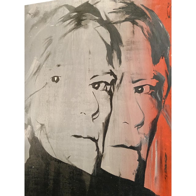"Hand-Painted Warhol Tribute: Double Self-Portrait (1978). This striking contemporary pop-art piece is a high-quality,...