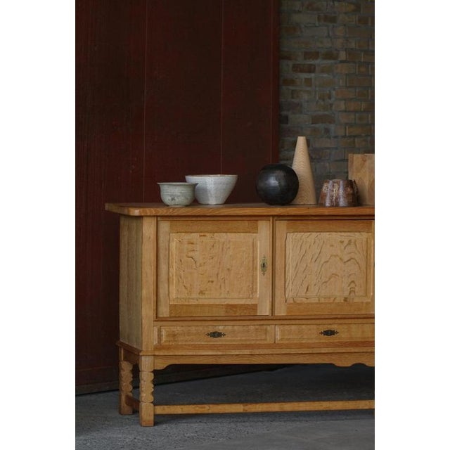 Mid-Century Brutalist Danish Sideboard in Oak by Henning Kjærnulf, 1960s For Sale - Image 15 of 18