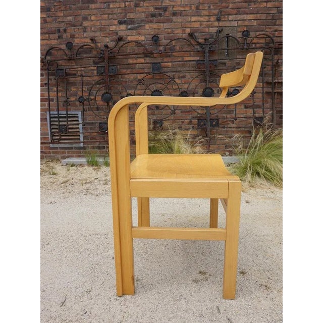 Dutch Plywood and Beech Armchair attributed to Enraf Nonius for Delft, 1970s For Sale - Image 8 of 11