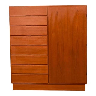 Danish Teak Mid Century Tall Dresser Armoire Dresser Wardrobe for Uldum Møbelfabrik For Sale
