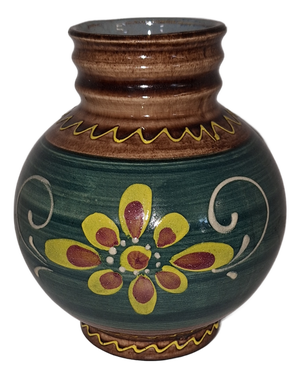 Vintage Ceramic Vase with Floral Motif, 1980s