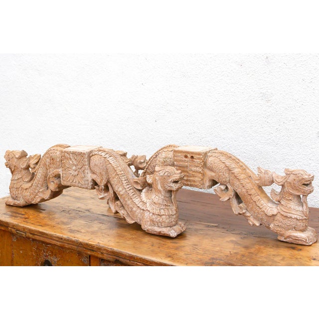 Naga Guardians Pair of Finely Carved Dragon Brackets For Sale - Image 10 of 13