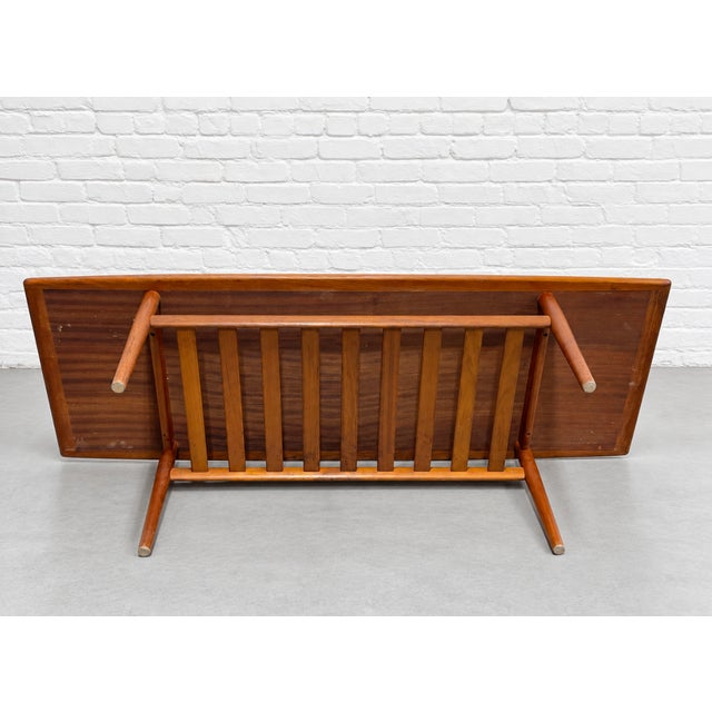 Mid Century Modern Coffee Table by Grete Jalk, C. 1960’s | Upturned Edges & Slatted Magazine Rack For Sale - Image 11 of 13