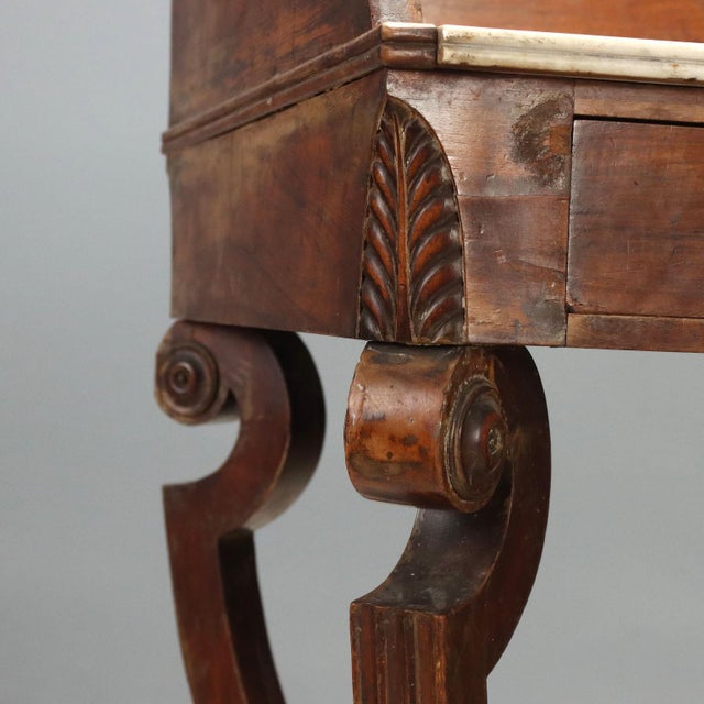 Wood Italian Empire Desk in Walnut with Marble Top For Sale - Image 7 of 12