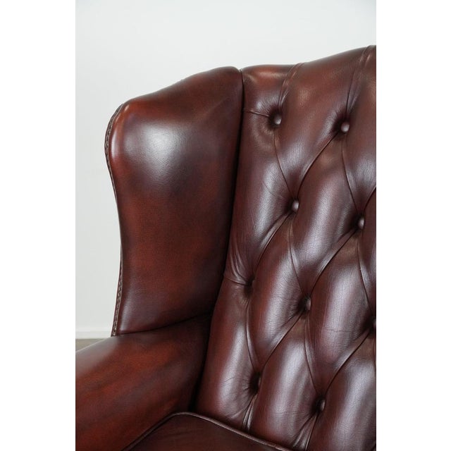 Chesterfield Wing Chair in Cowhide Leather For Sale - Image 10 of 13