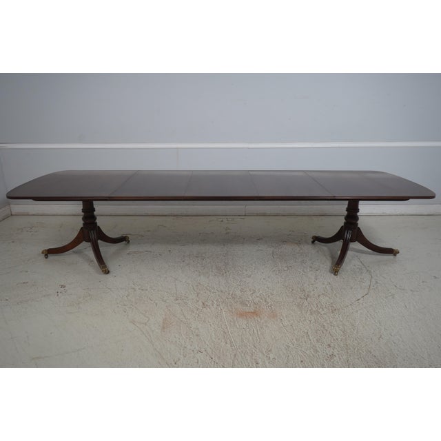 Henredon Georgian Walnut Double Pedestal Dining Table W. 3 Leaves For Sale - Image 13 of 18