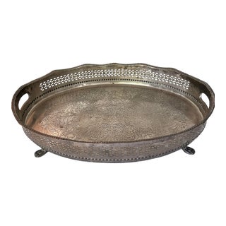 Vintage XL Castilian Imports Oval Footed Serving Tray For Sale