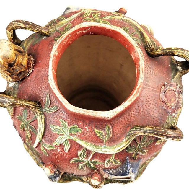 Maiolica Vase with Chinoiserie Relief, 1860-1880 For Sale - Image 10 of 18