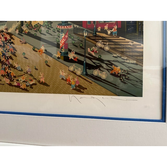 Hiro Yamagata Vintage Pop Art Serigraph “Express" (1988) Cityscape Hand-Signed Limited Edition 239/295 Framed 32x46 For Sale In Los Angeles - Image 6 of 9