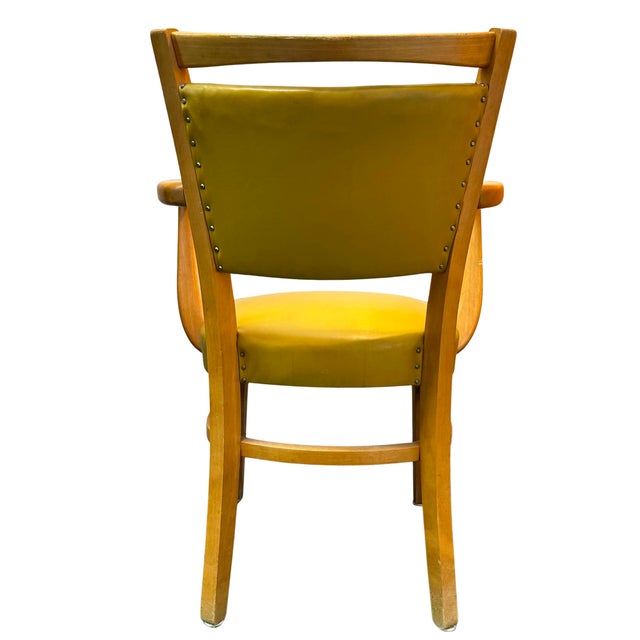 1960s Vintage Henderson Mid-Century Modern Mustard Yellow Vinyl Armchair For Sale - Image 5 of 7