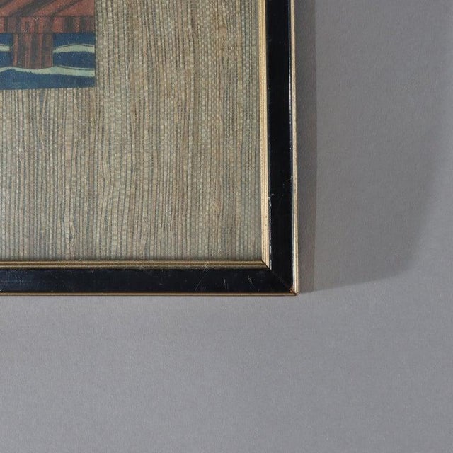 Blue Antique Japanese Fusatane's Wood Block Print “The Shining Prince With Companion" For Sale - Image 8 of 8