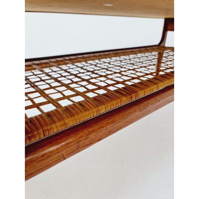 Mid-Century Danish Teak and Rattan Coffee Table by Trioh Möbler, 1960s For Sale - Image 4 of 11