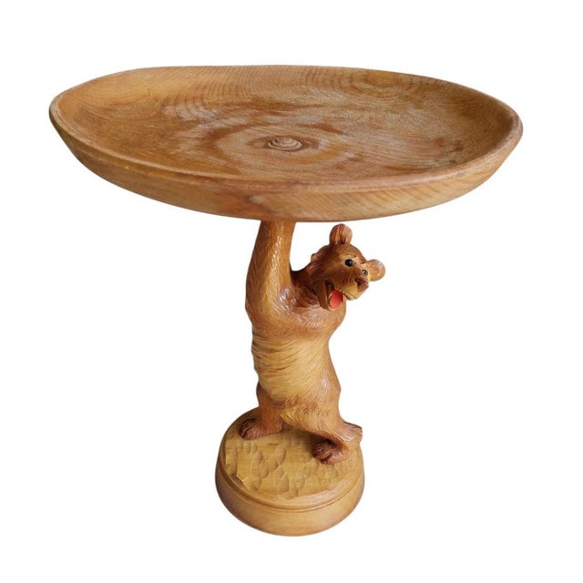 Wood Black Forest Bear Fruit Bowl, 1950s For Sale - Image 7 of 11