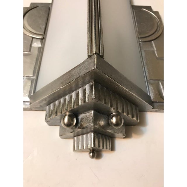 Metal Geometric French Art Deco Wall Sconces - a Pair For Sale - Image 7 of 11