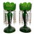 Antique C 1880-1900 Victorian Bohemian Emerald Green Glass Mantle Lustres - Pair For Sale