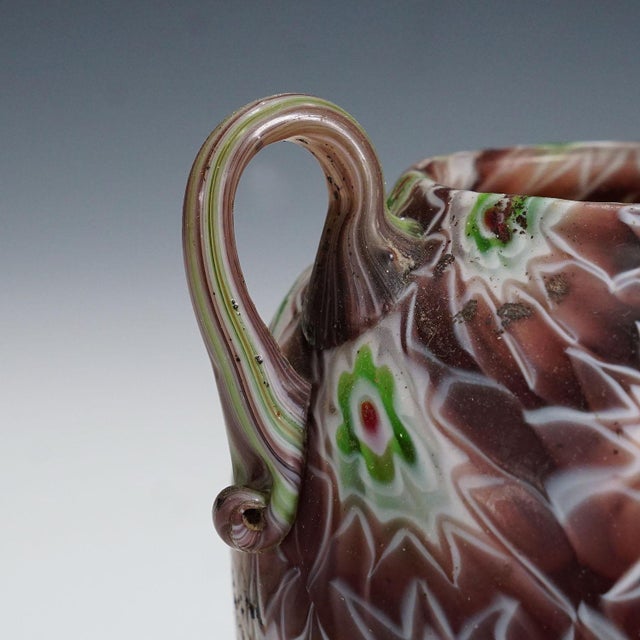 Early 20th Century Antique Millefiori Vase in Purple, Green and White, Fratelli Toso Murano 1910 For Sale - Image 5 of 8