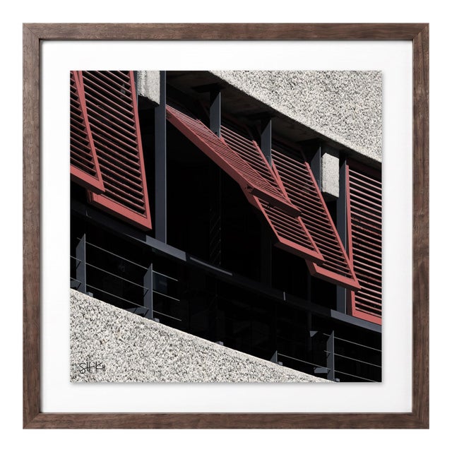 “Barbican 09” Giclee Archival Pigment Print 18x18 Framed in Walnut For Sale